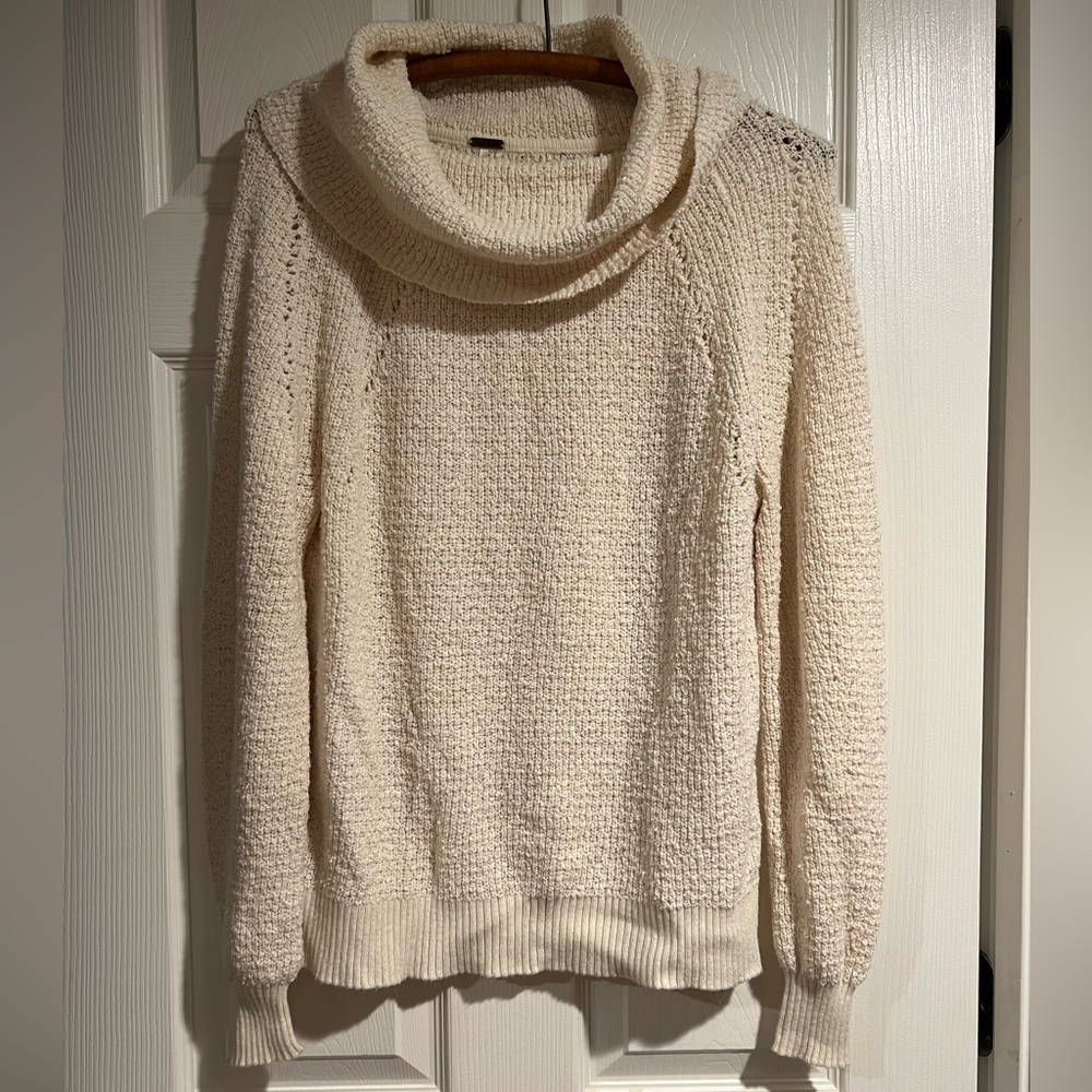 Free People • ivory loose knit cowl neck sweater